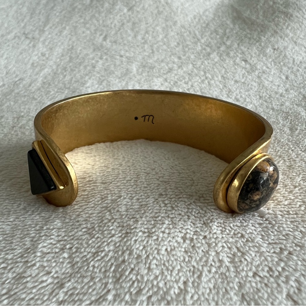 Madewell Gold and Black Stone Solid Brass Bracelet
